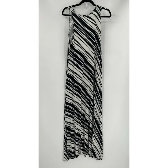 VeVeret Womens Striped Sleeveless Maxi Dress Size L Black & White - Picture 7 of 8